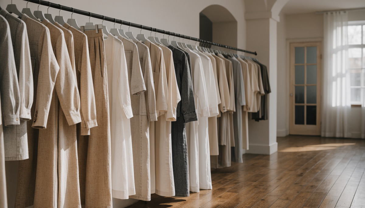 Portant de vêtements grande taille dans une boutique lumineuse Image