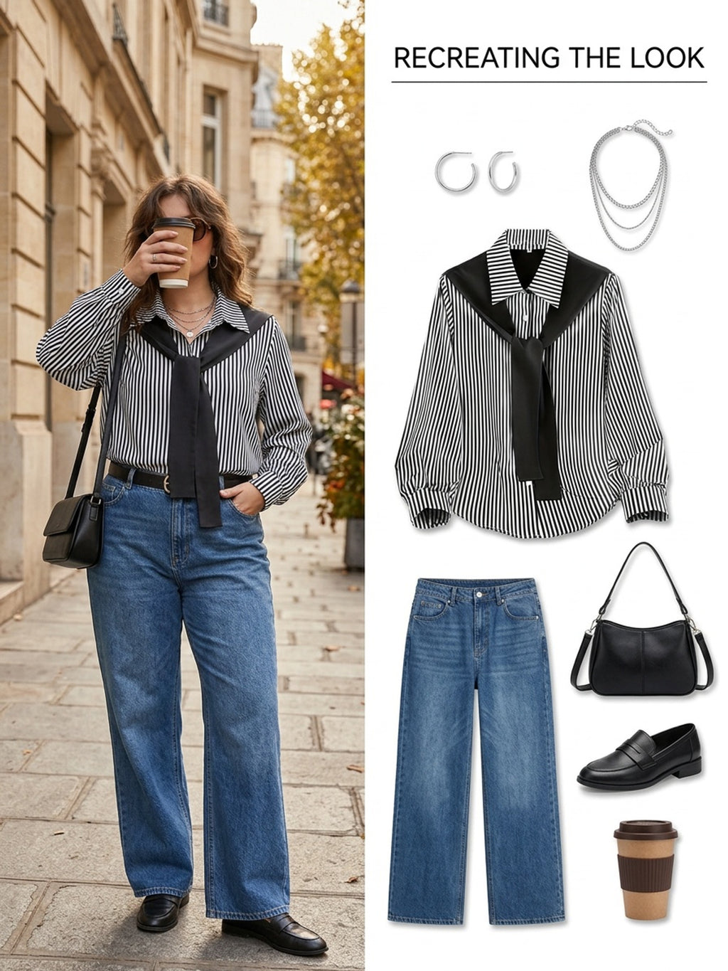 Blouse grande taille à rayures, détail du tissu