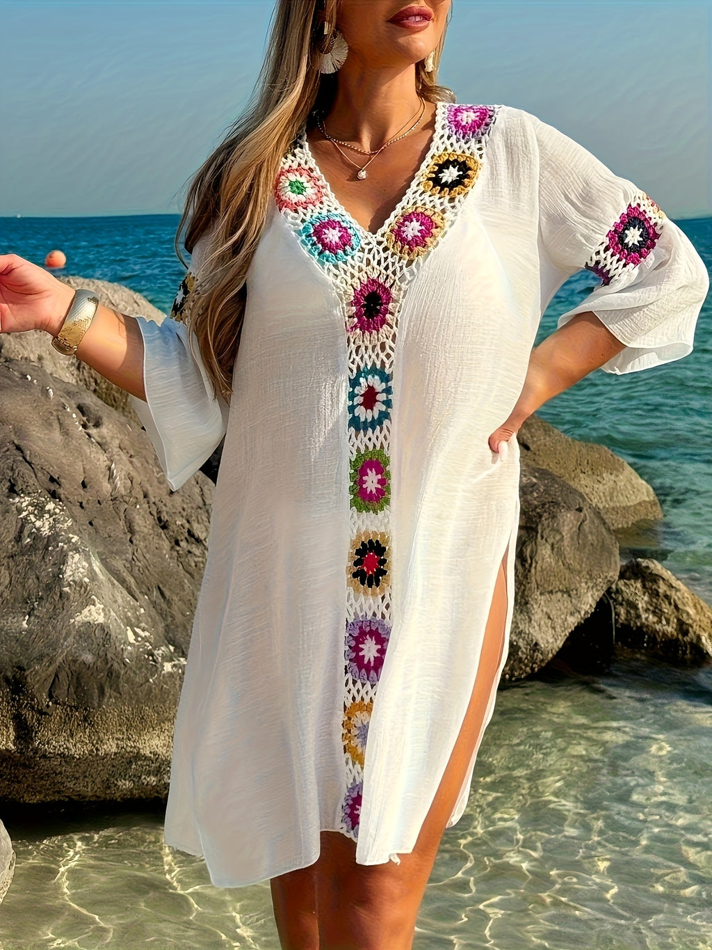 Robe tunique grande taille — Crochet bohème, douze coloris