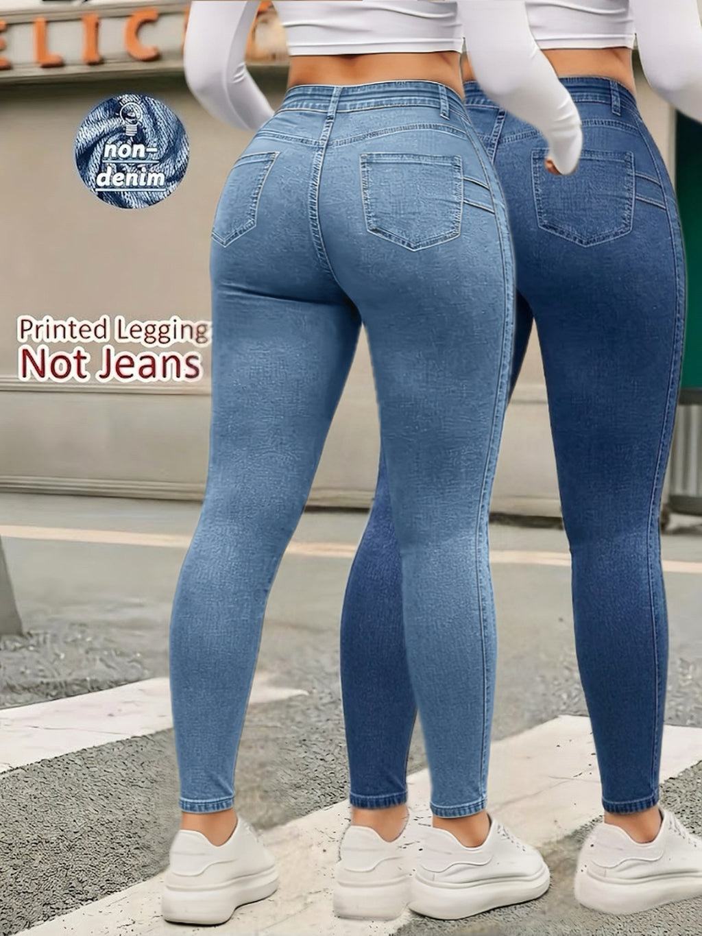 Legging imprimé grande taille — Lot de deux, effet denim