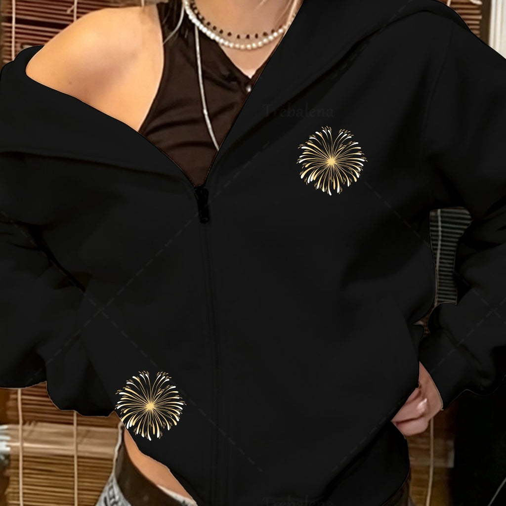 Veste grande taille, coupe oversize, fermeture zippée, capuche, porté de face