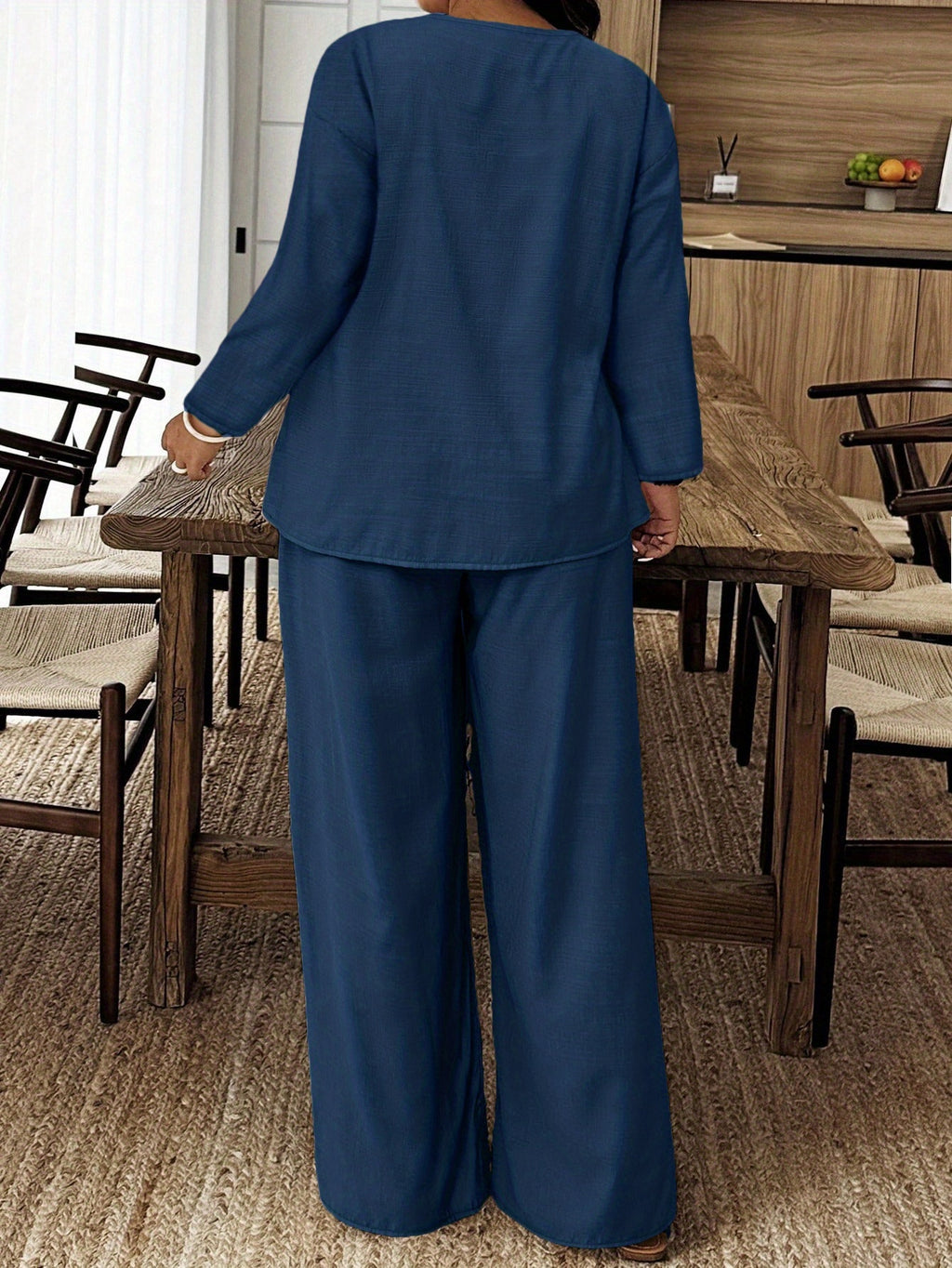 Ensemble grande taille — Chemise longue et pantalon ample