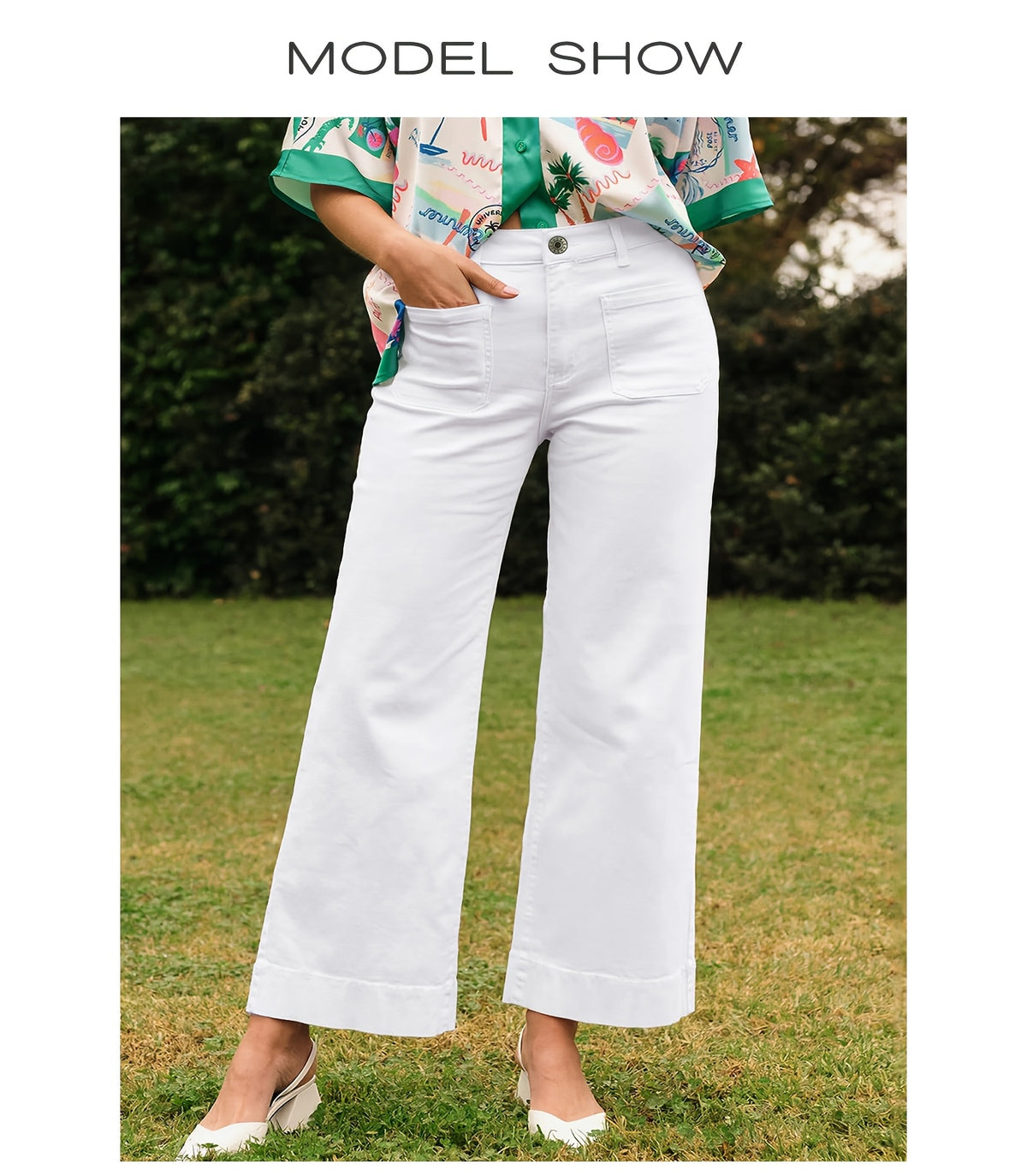 Jean grande taille, coupe droite, poches plaquées, tenue franche — composition : 97% Coton, 3% Élasthanne Image