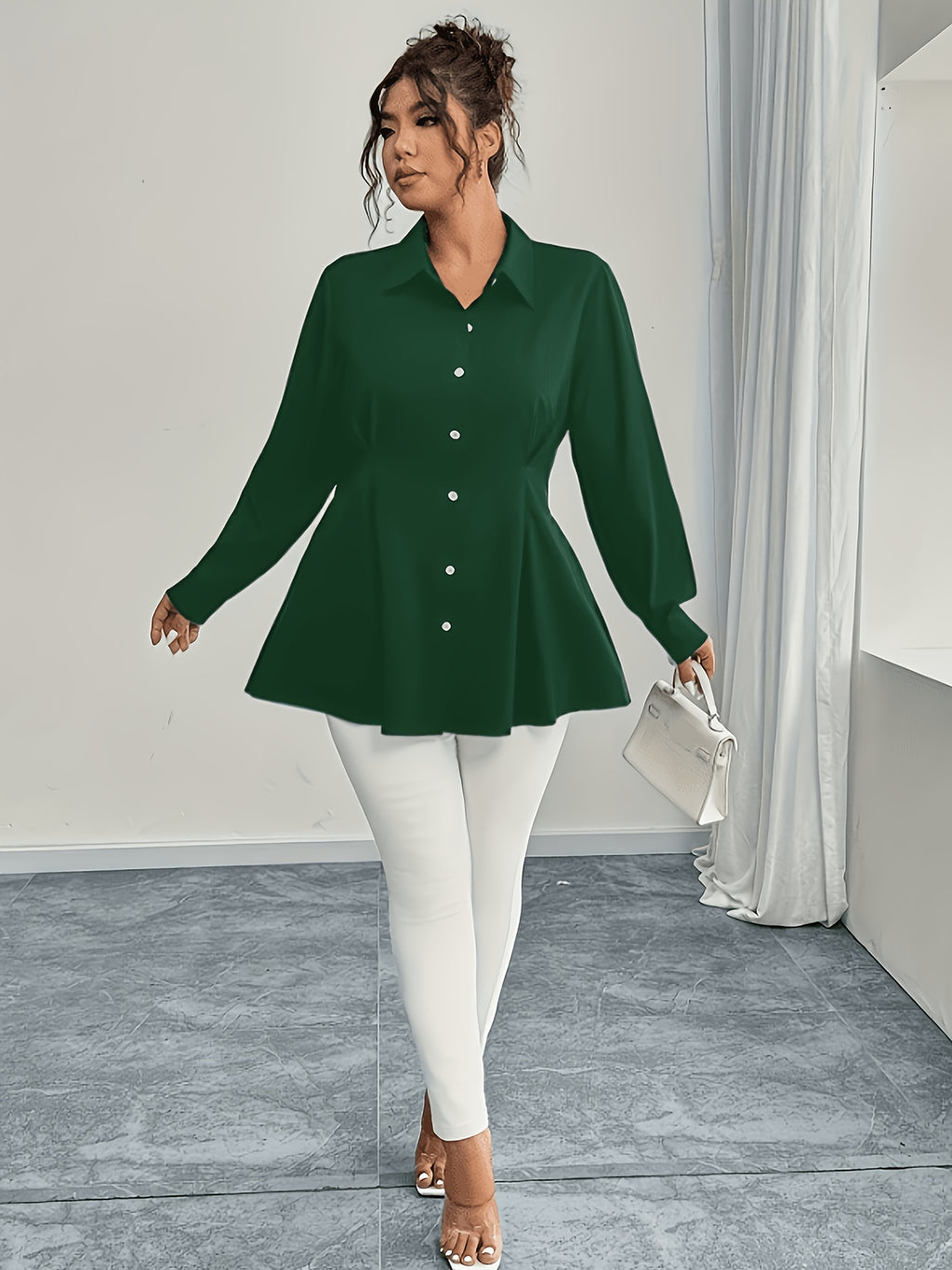 Chemise grande taille, col polo, autre coloris