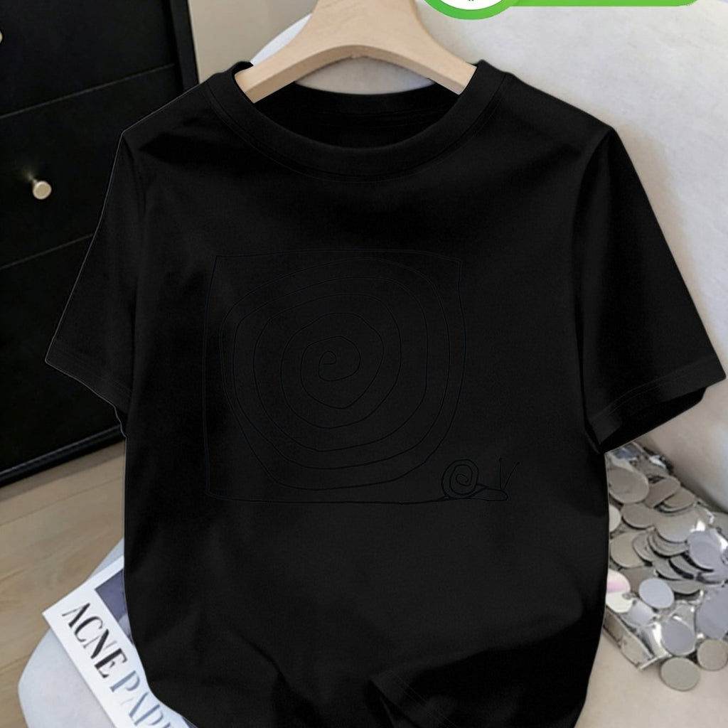 T-shirt grande taille, coupe ample, col rond, manches courtes, mise en situation