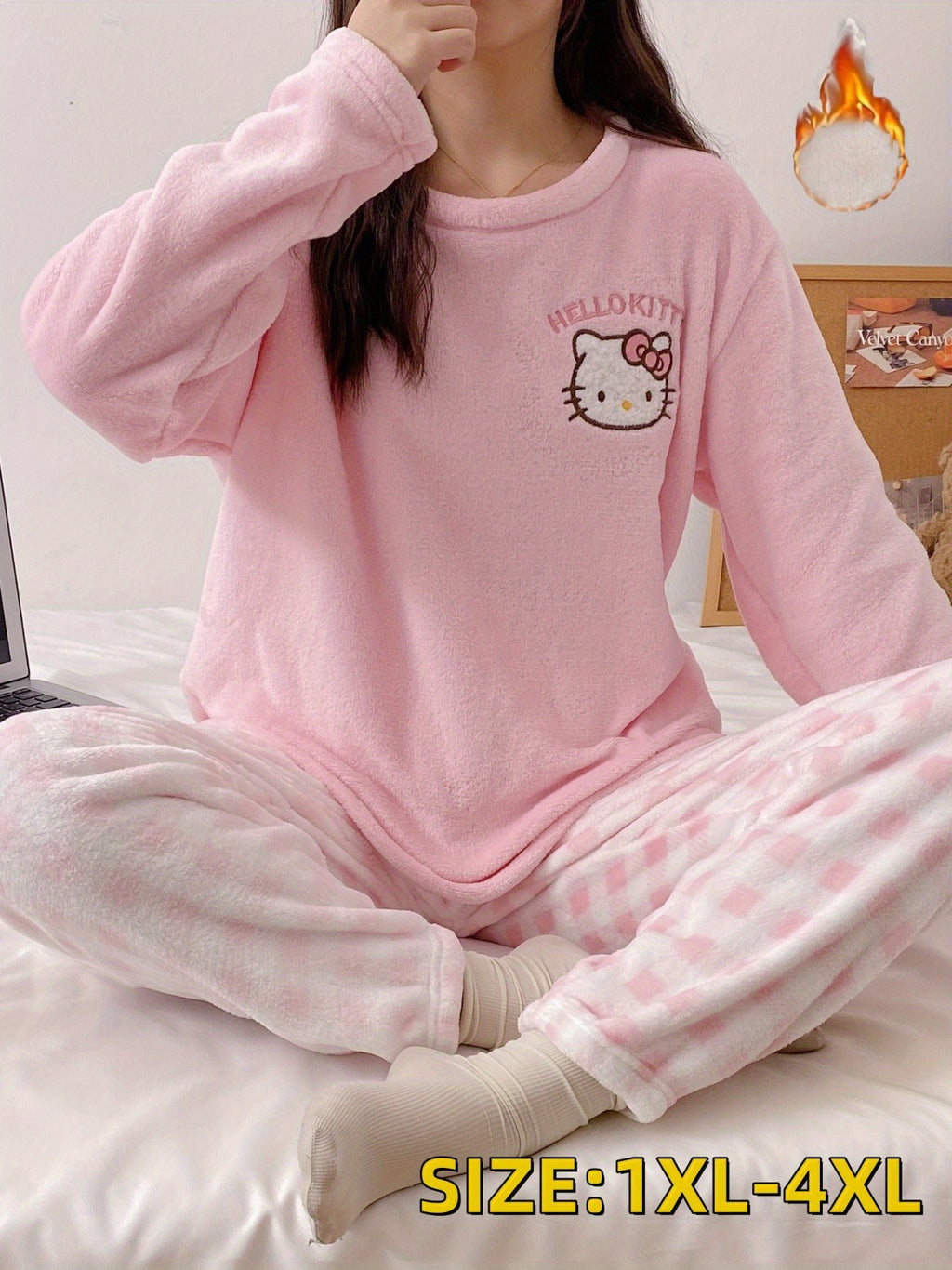 Pyjama grande taille, chaleur d'hiver — composition : 100% Polyester