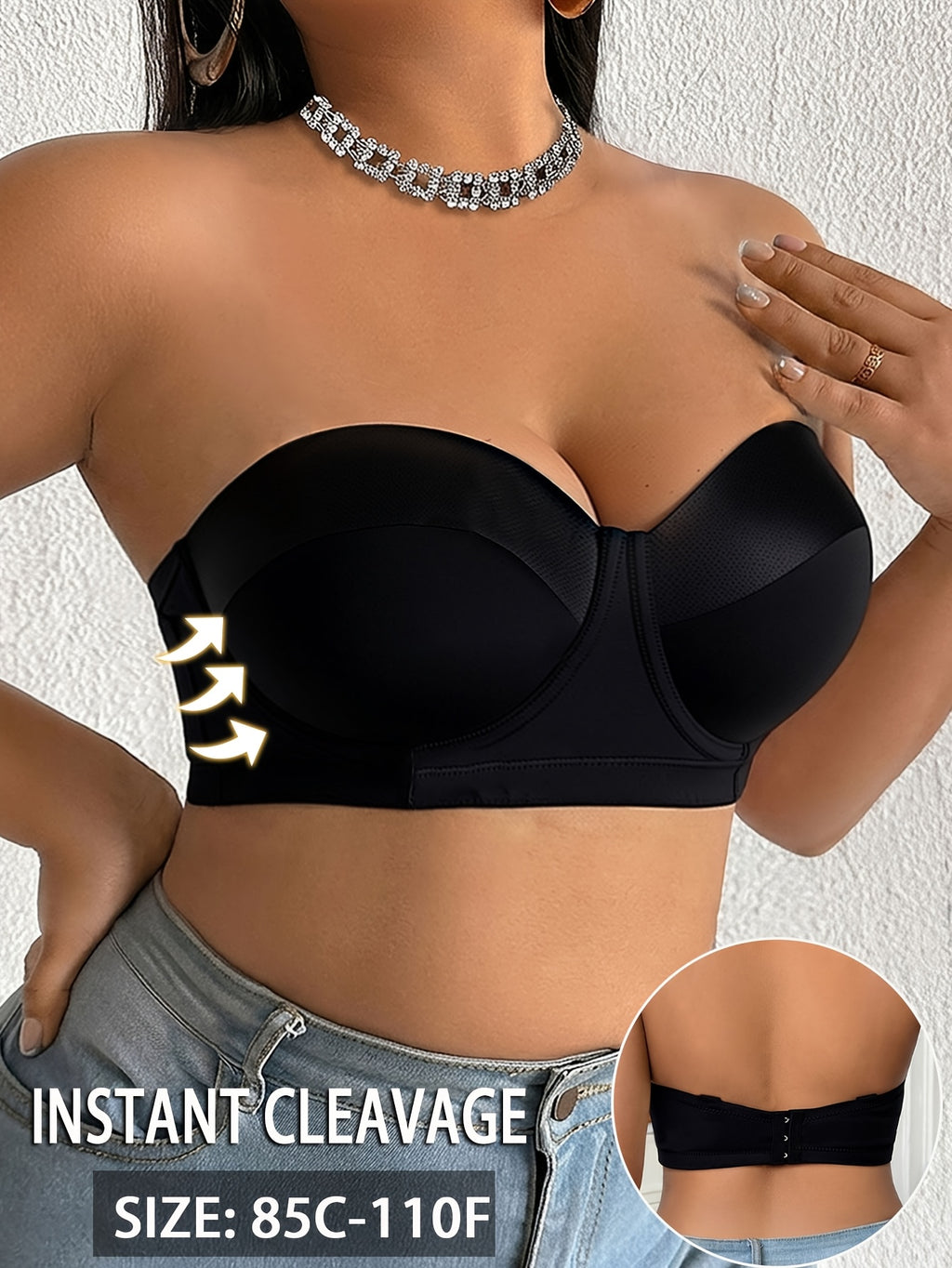 Bralette avec armature grande taille, porté de face