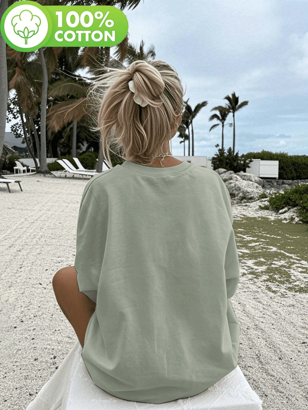 T-shirt grande taille, col rond, manches longues, toucher naturel, détail du tissu
