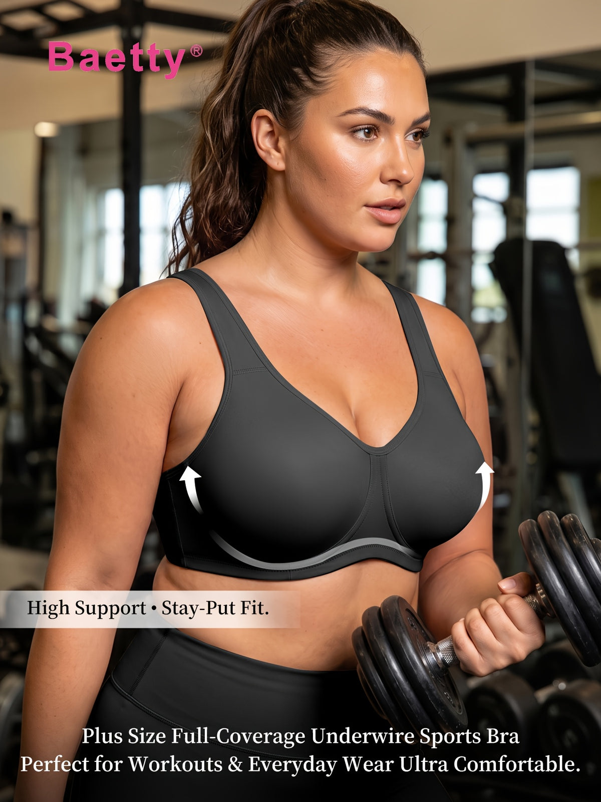 Soutien-gorge de sport grande taille — Deux bonnets cerclés