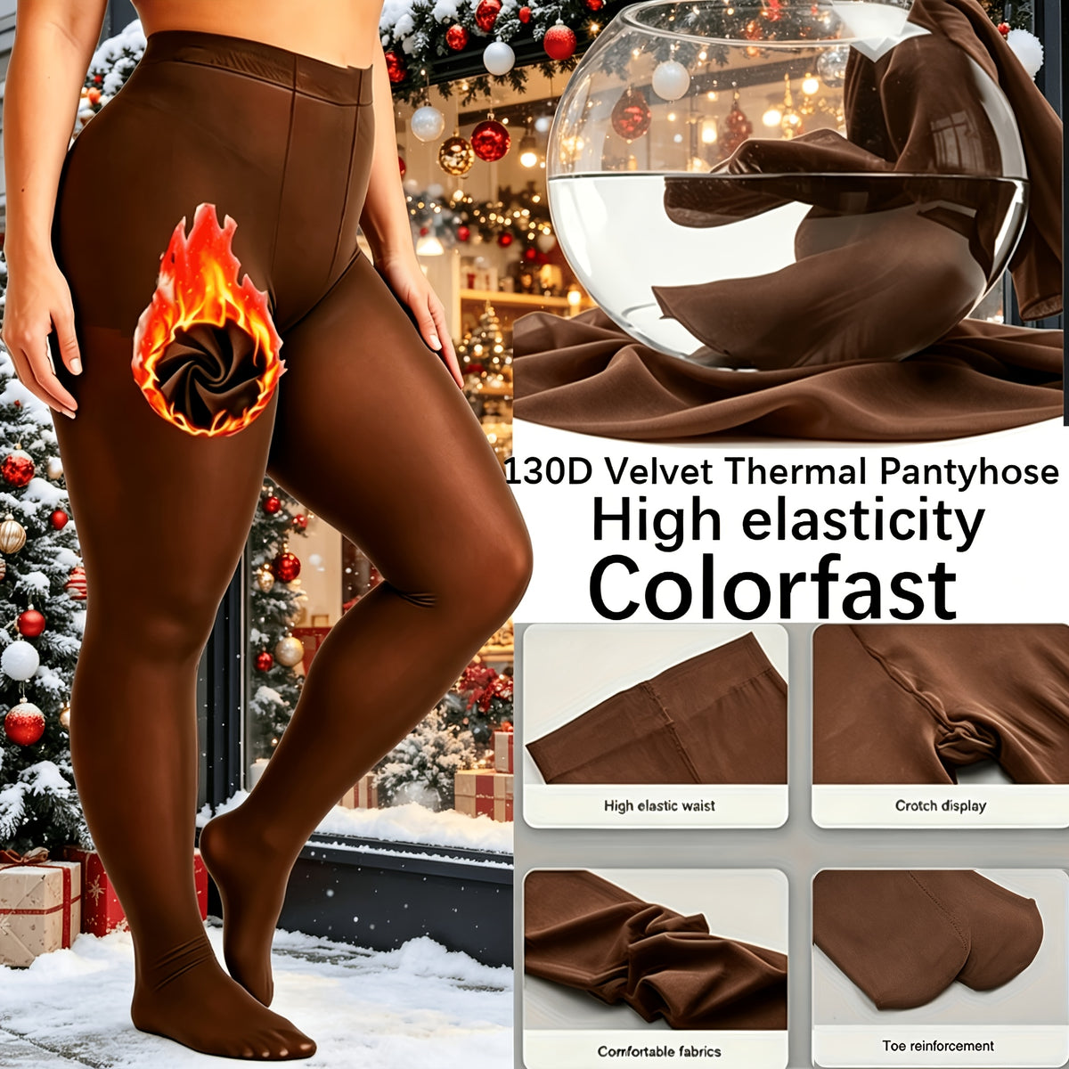 Collant grande taille — Coupe ample et doublure, détail du col