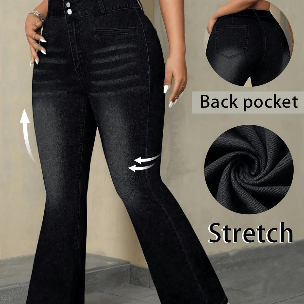 Jean grande taille, coupe oversize, délavage doux, doublure — composition : 68% Coton, 31% Polyester, 1% Élasthanne