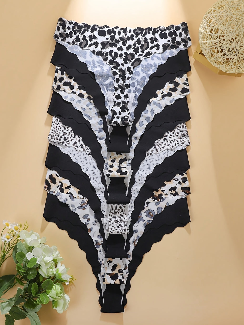Culotte grande taille à imprimé léopard, volants — composition : 75% Polyamide, 25% Élasthanne