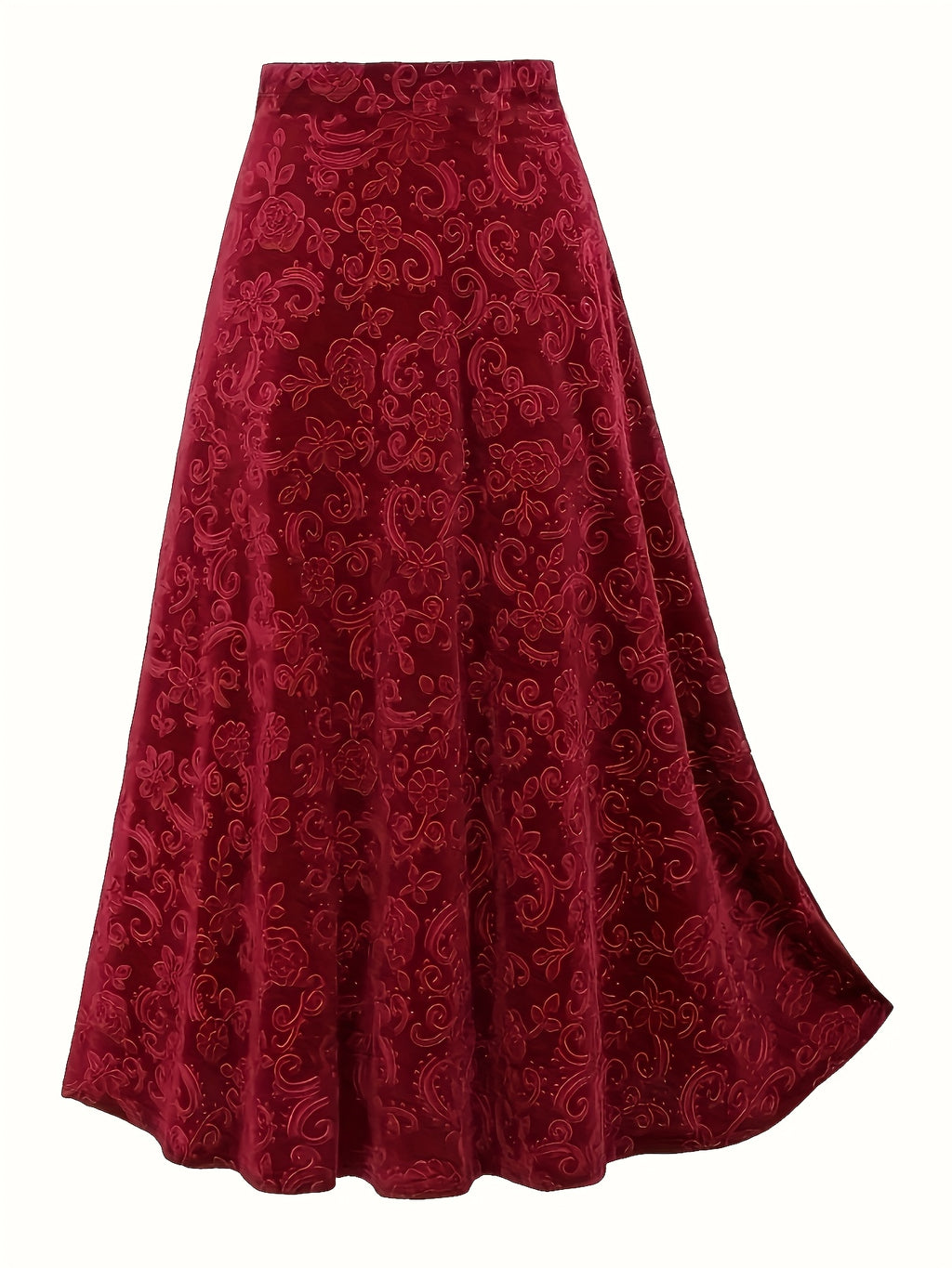 Jupe grande taille à imprimé fleuri, coupe droite, esprit décontracté, vu de dos