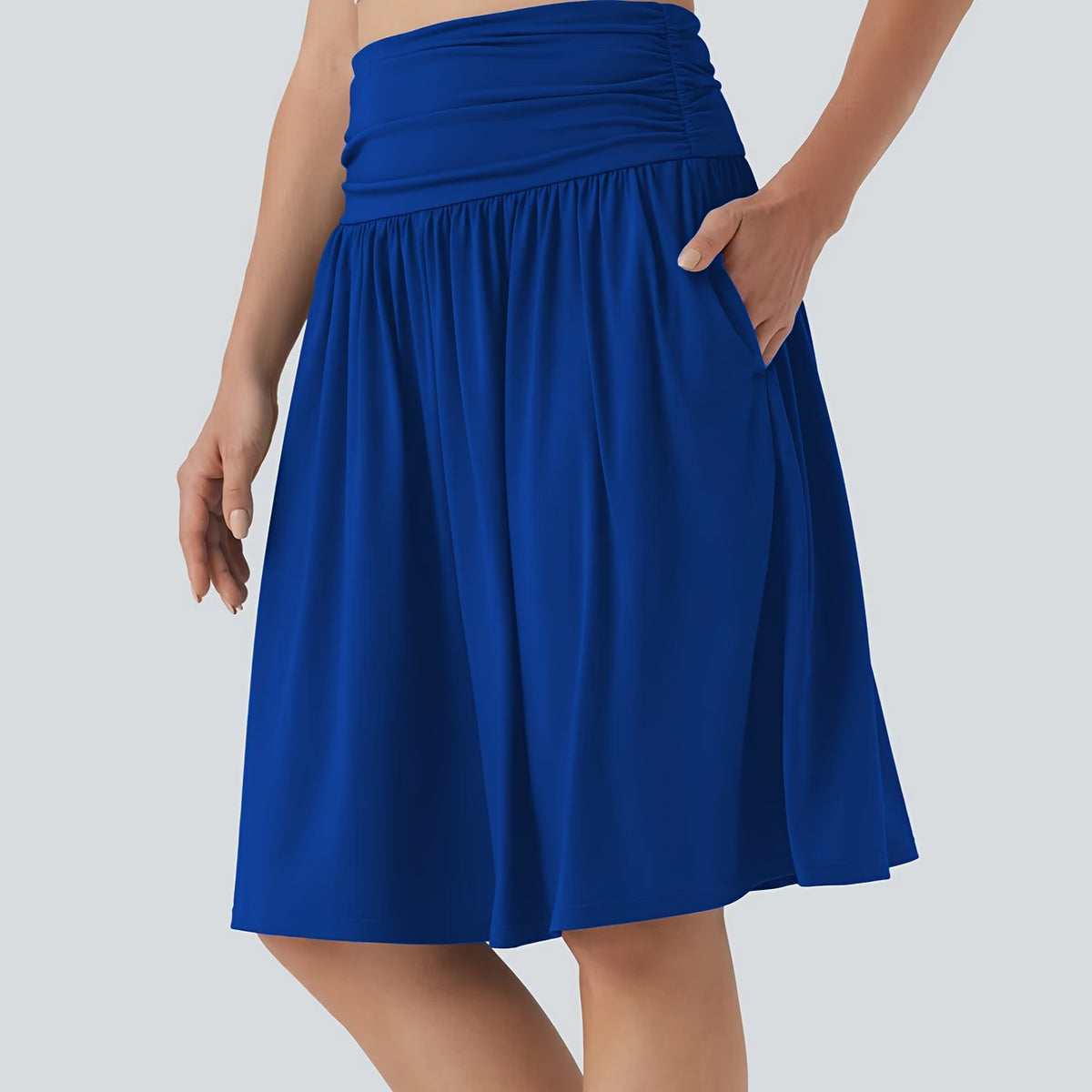 Jupe grande taille, coupe évasée, poches pratiques — matière : polyester Image