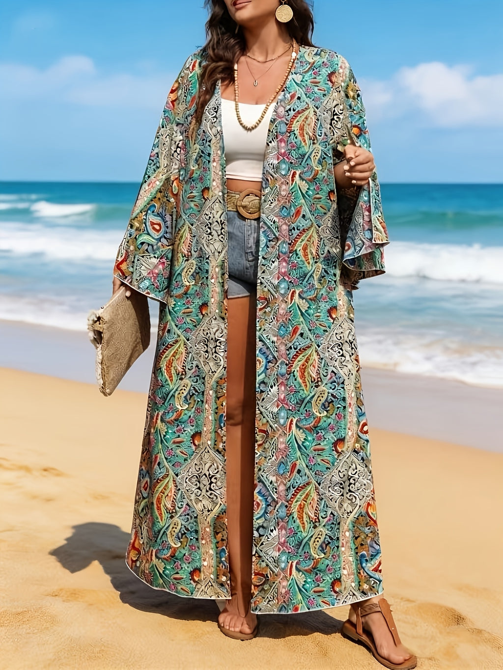 Kimono grande taille, coupe ample, tissu opaque