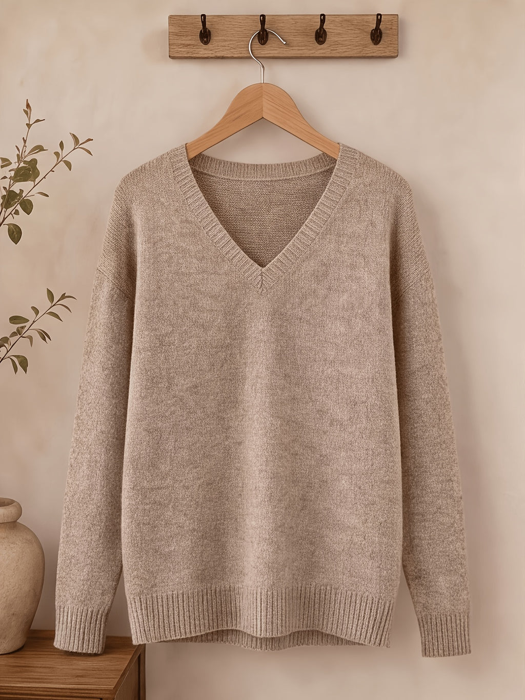 Pull grande taille en laine, coupe ample, manches longues, tenue chaude, détail du col