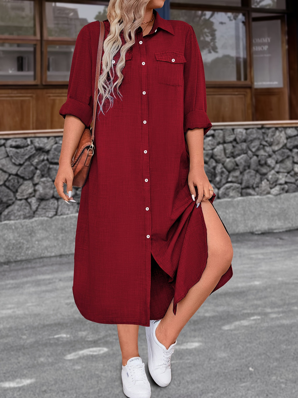 Robe grande taille, coupe ajustée, ligne nette