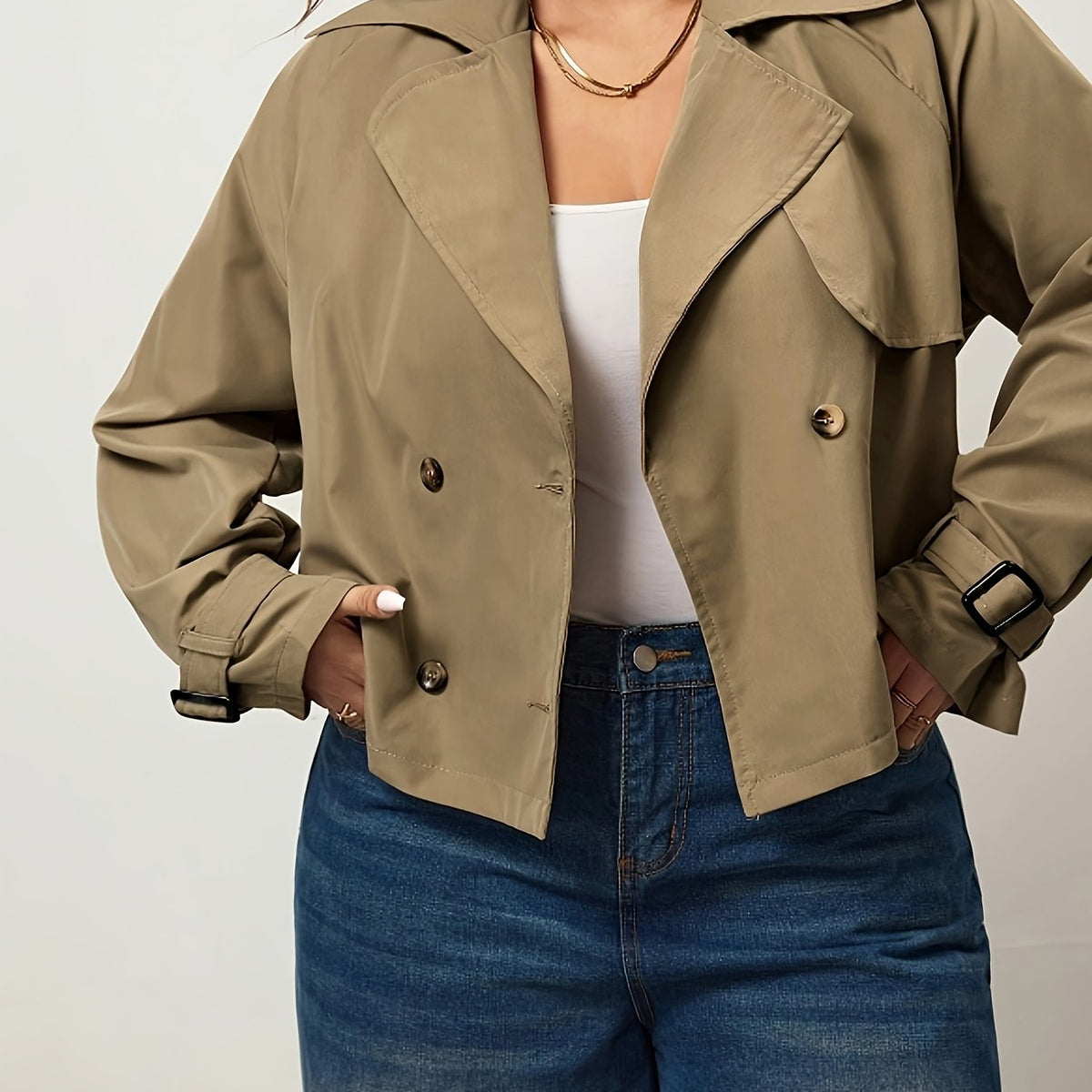 Trench grande taille, coupe ample — matière : polyester