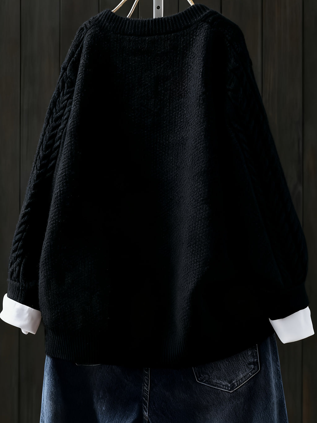 Cardigan grande taille, coupe oversize, boutonnage, manches longues, gros plan