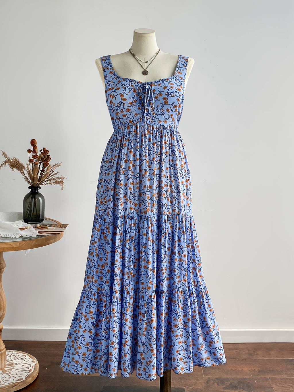 Robe longue grande taille — Viscose bohème à dos smocké