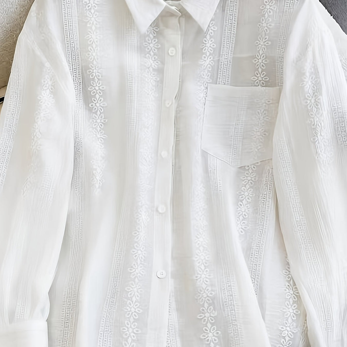 Chemise grande taille, manches longues — matière : polyester Image