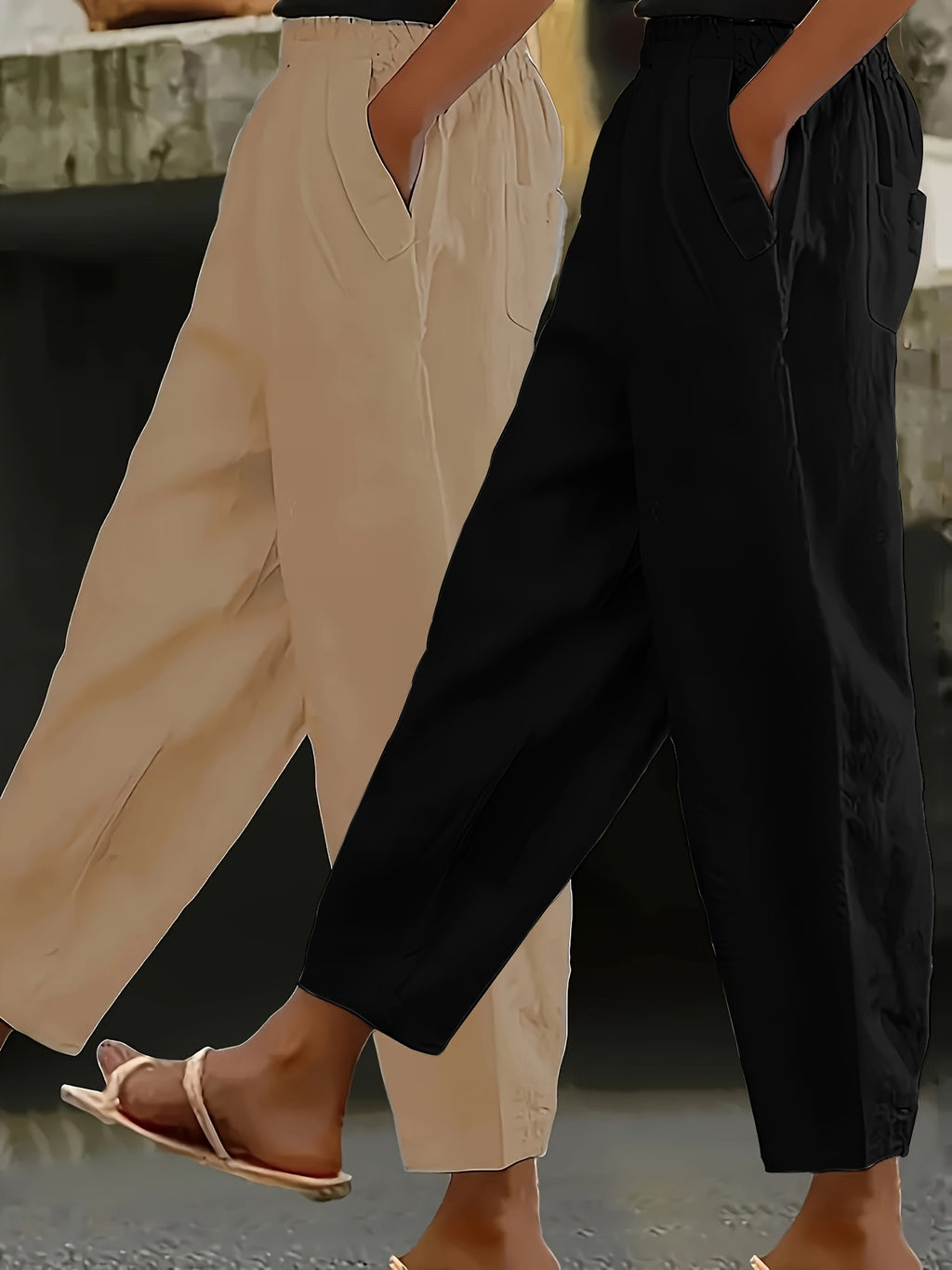 Ensemble grande taille, coupe évasée, poches pratiques, toucher naturel