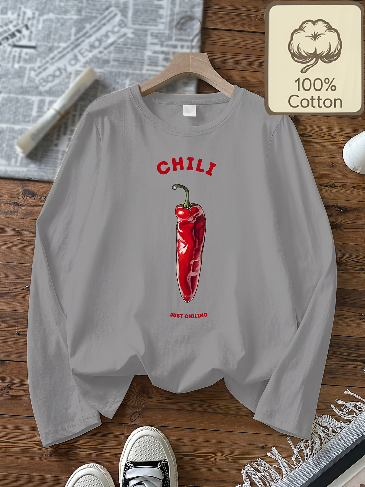 T-shirt grande taille, manches longues, toucher naturel, chaleur d'hiver, gros plan
