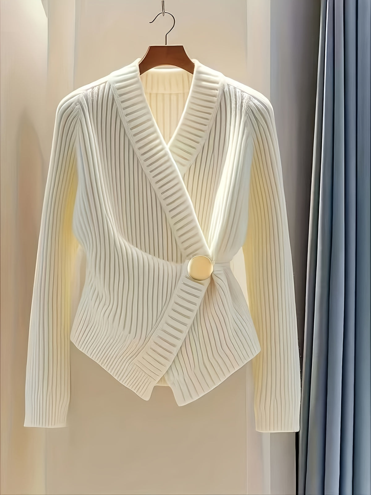 Pull grande taille à rayures, coupe cintrée, manches longues, chaleur d'hiver — composition : 50% Polyester, 50% Viscose Image