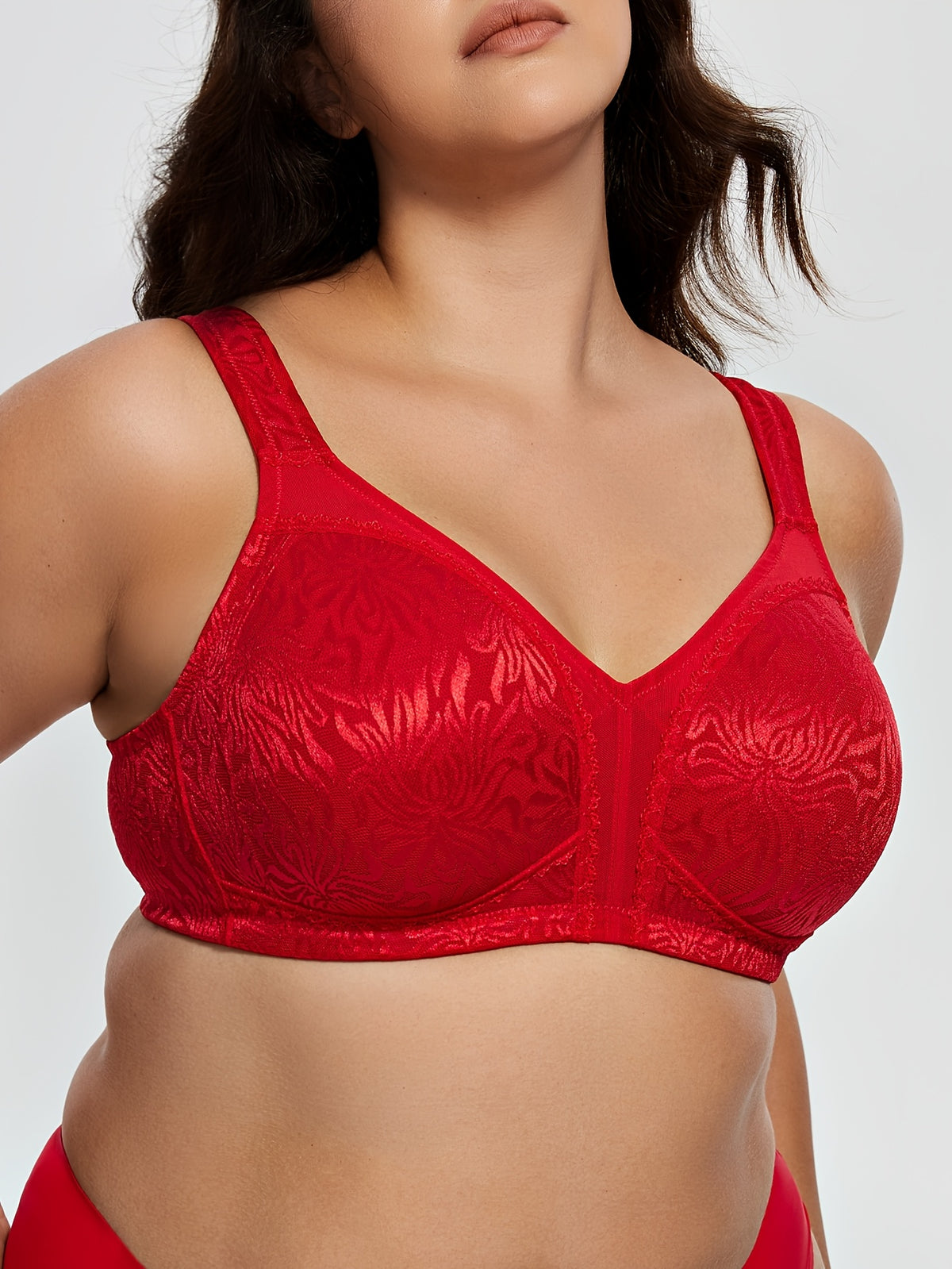 Soutien-gorge grande taille — Maille florale, côtés hauts