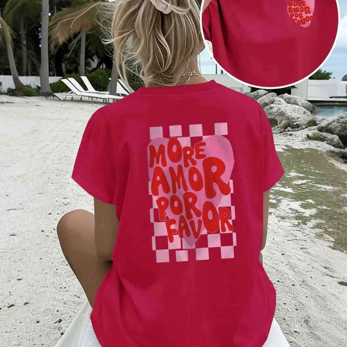 T-shirt grande taille, coupe ample, col rond, manches courtes, vu de dos