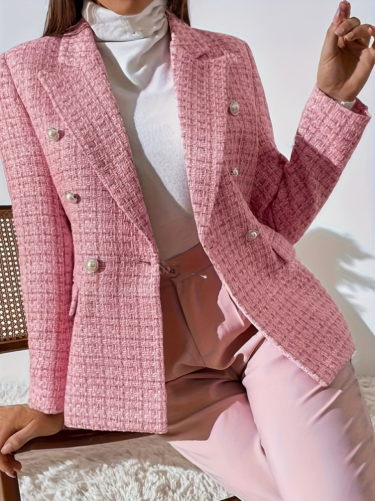 Blazer grande taille en tweed, doublure, tenue structurée