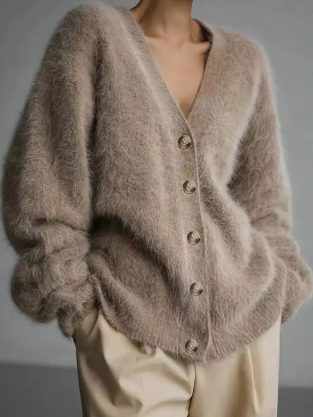 Cardigan grande taille, coupe oversize, boutonnage, manches longues, autre coloris