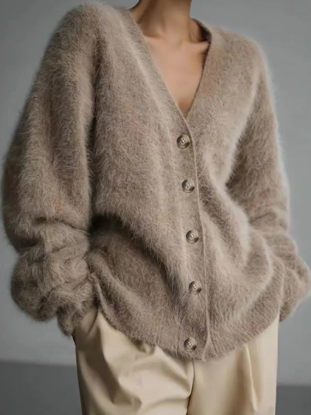 Cardigan grande taille, coupe oversize, boutonnage, manches longues, autre coloris