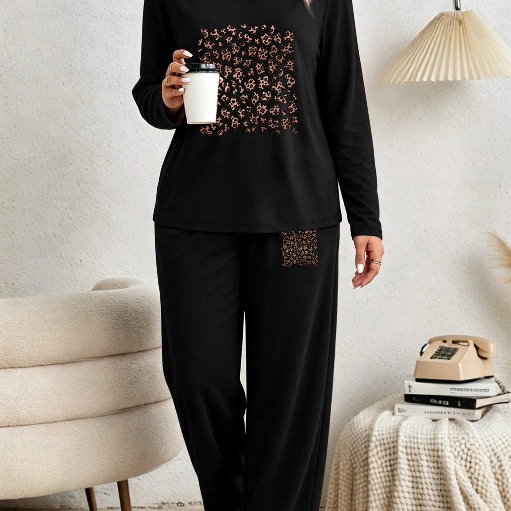 Ensemble grande taille à imprimé léopard, toucher naturel, porté de face