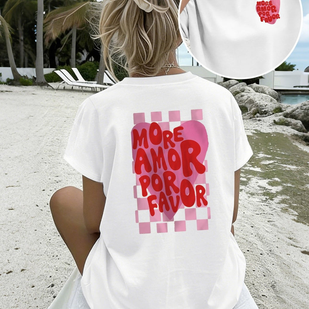 T-shirt grande taille, coupe ample, col rond, manches courtes, mise en situation