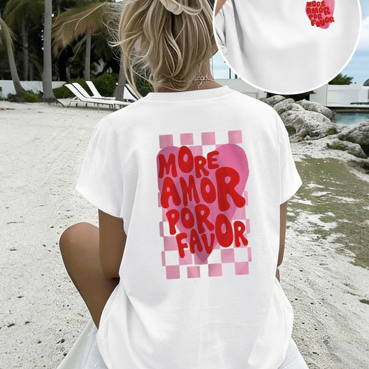 T-shirt grande taille, coupe ample, col rond, manches courtes, mise en situation