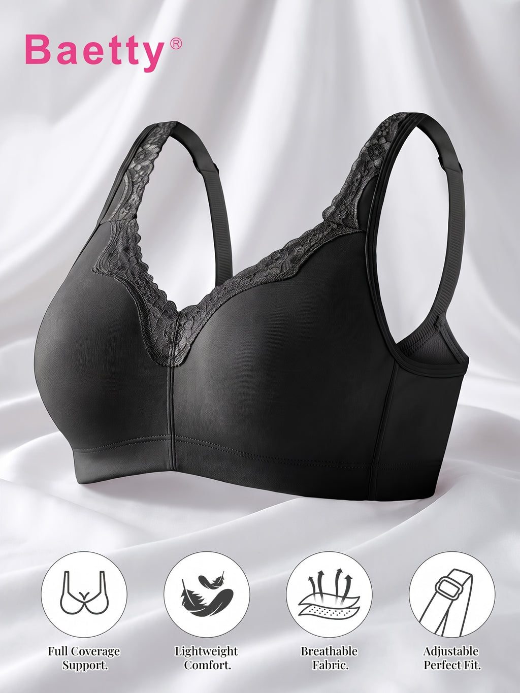 Soutien-gorge grande taille — Coton, feston de dentelle