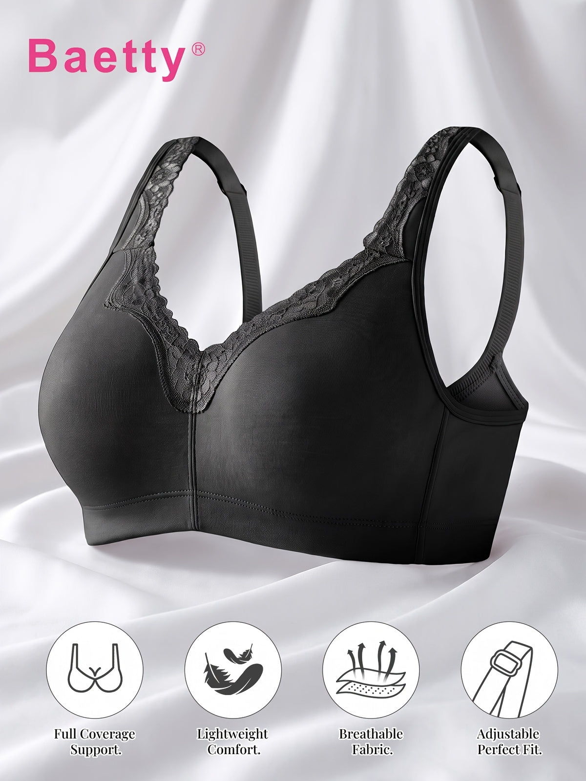 Soutien-gorge grande taille — Coton, feston de dentelle