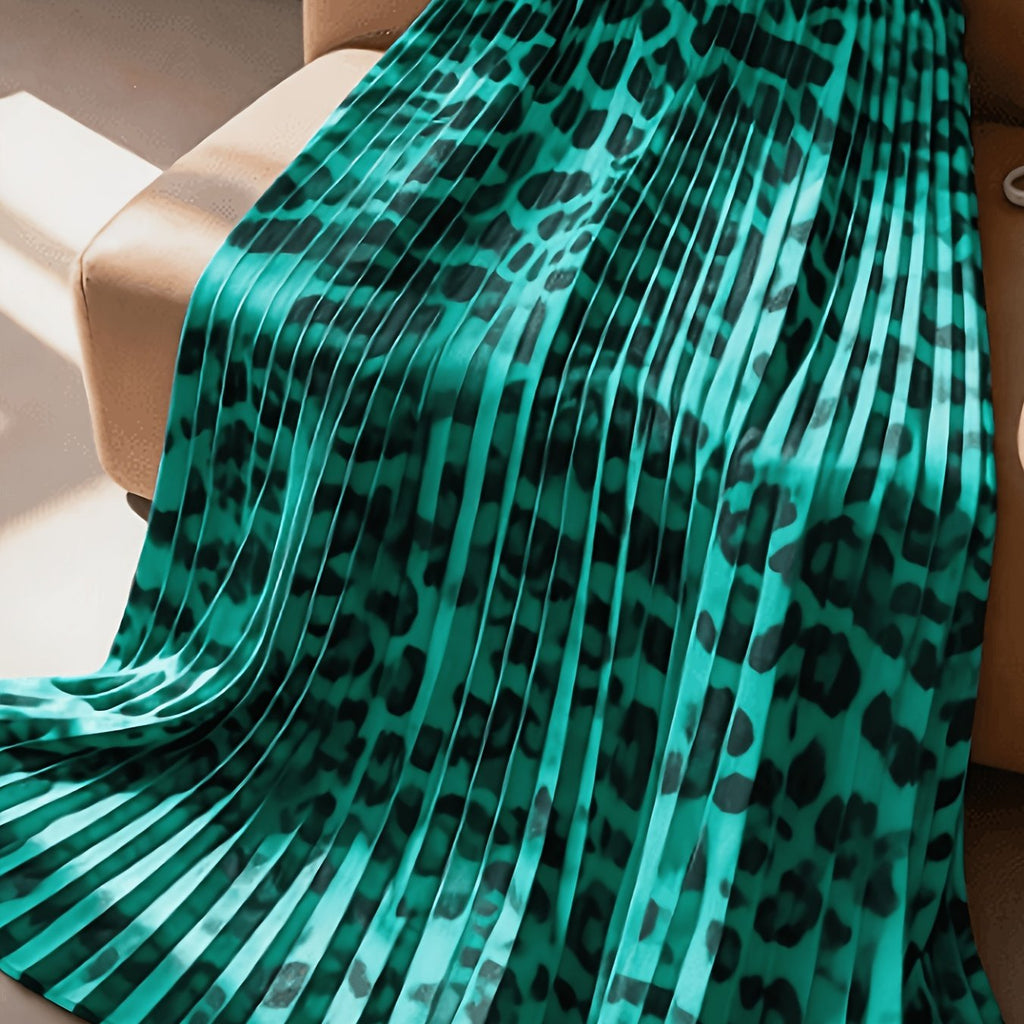 Jupe grande taille à imprimé léopard, plissés — matière : polyester