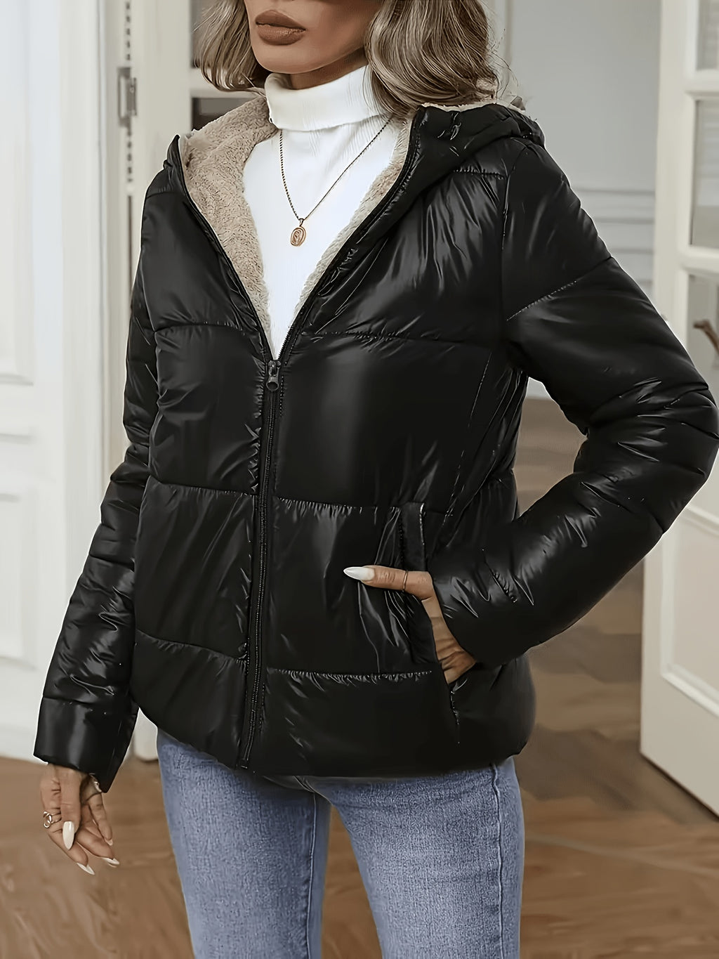 Manteau grande taille, capuche, chaleur d'hiver, coupe-vent