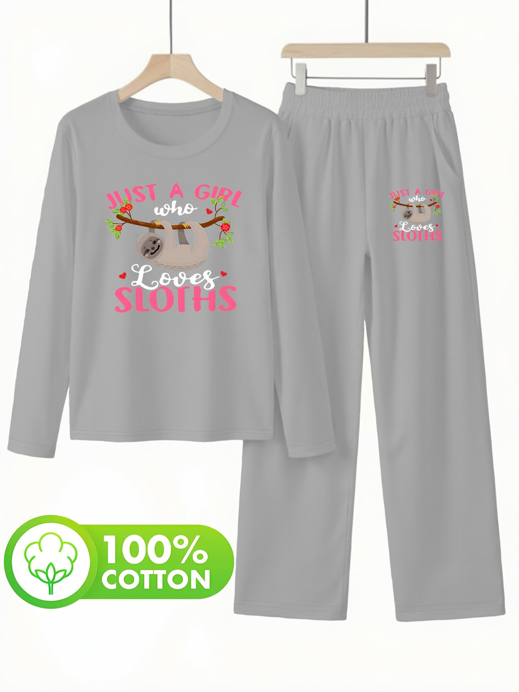 Ensemble grande taille, coupe droite, manches longues, toucher naturel — composition : 100% Coton