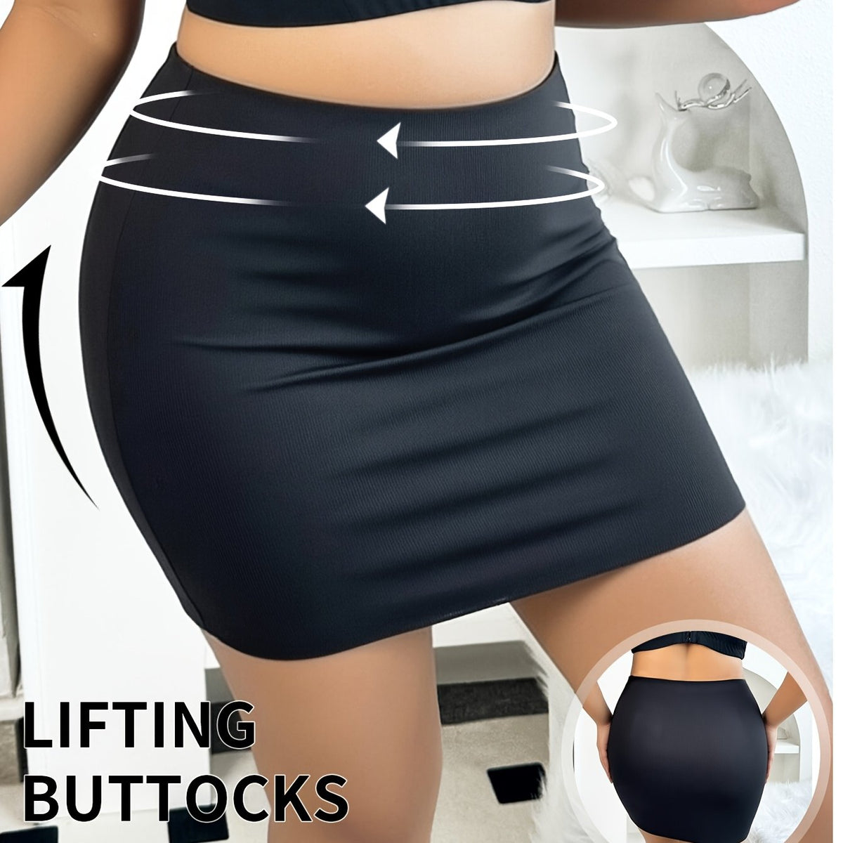 Pantalon grande taille, longueur midi — matière : polyamide Image