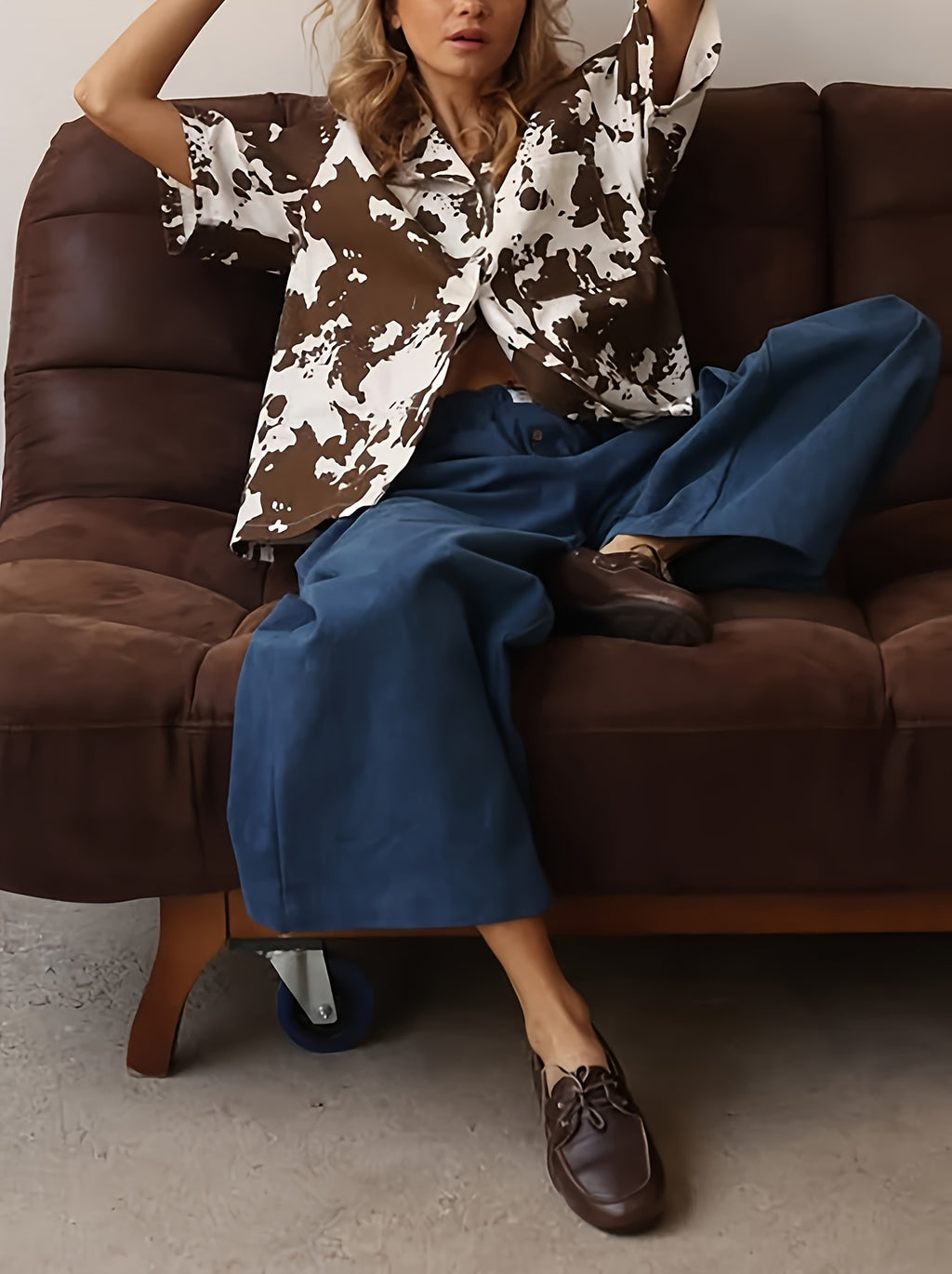 Chemise grande taille, coupe ample, manches courtes