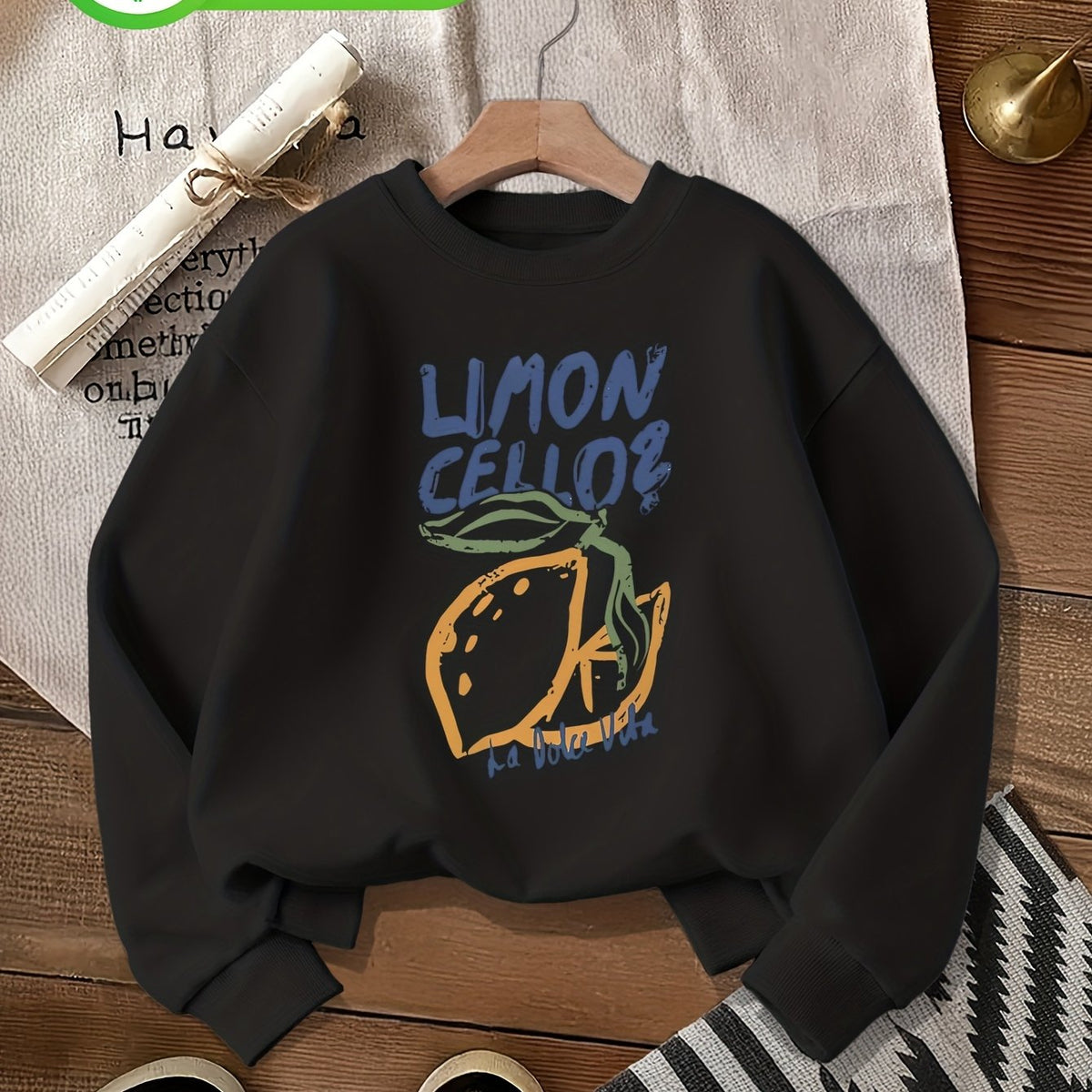 Sweat grande taille, col rond, capuche, toucher naturel — composition : 100% Coton