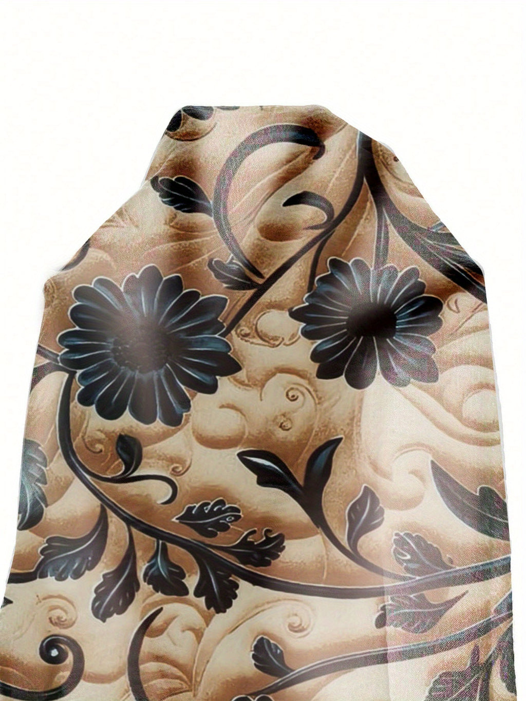 Pantalon grande taille à imprimé fleuri, coupe évasée, cordon, porté de face
