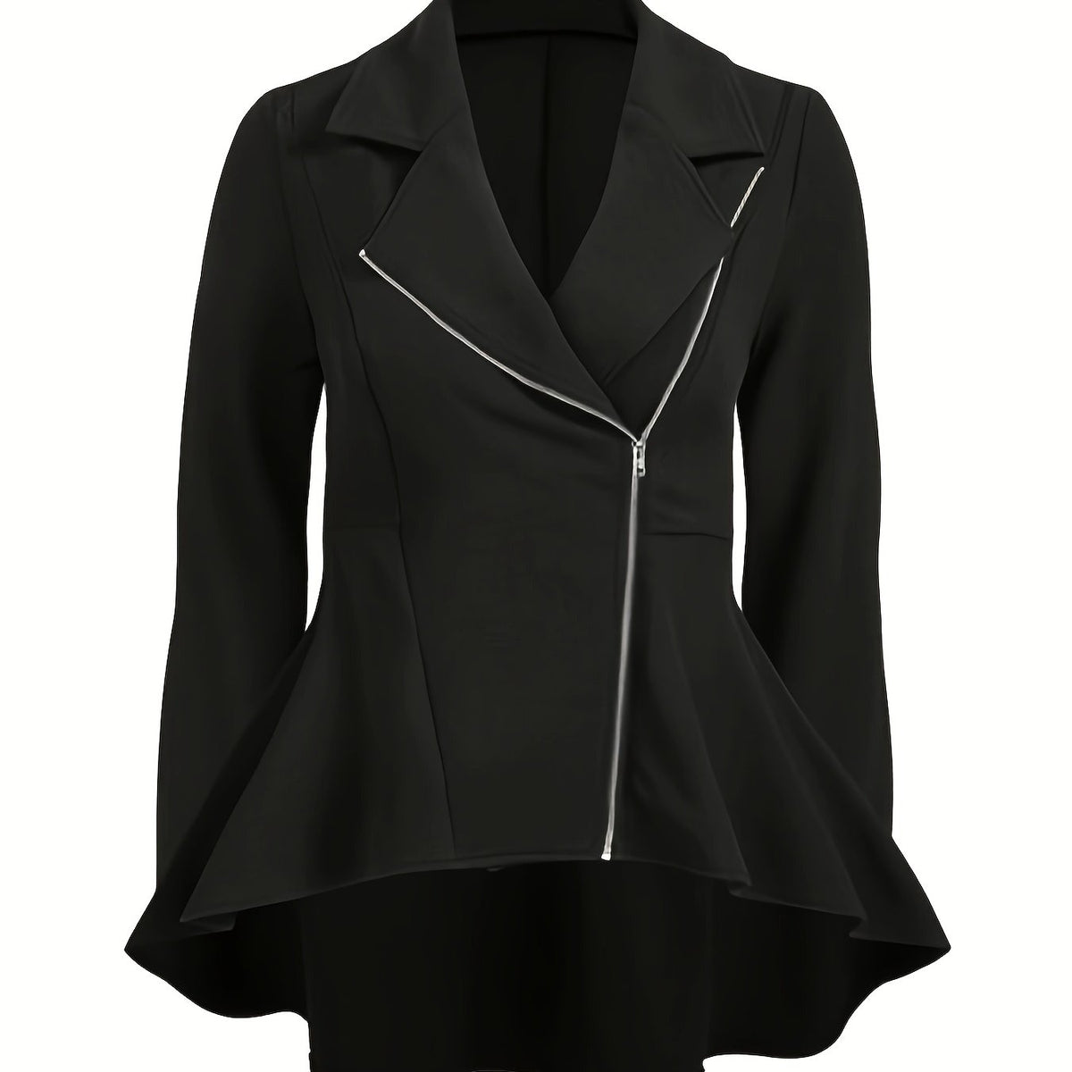 Manteau grande taille, fermeture zippée, manches longues — matière : polyester Image