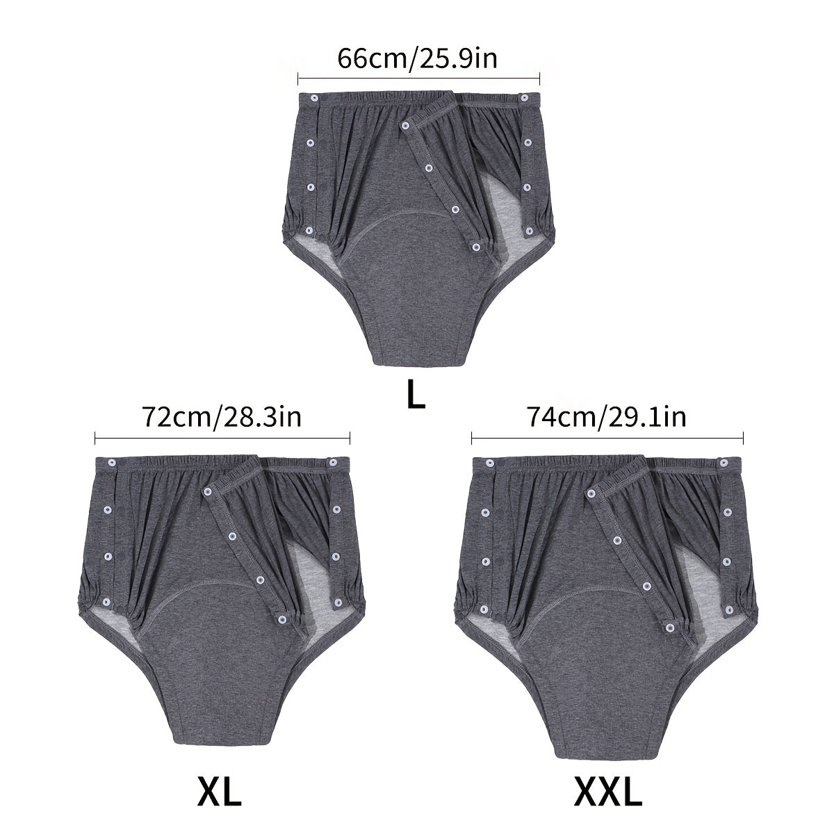 Sous-vêtement absorbant grande taille, porté de face