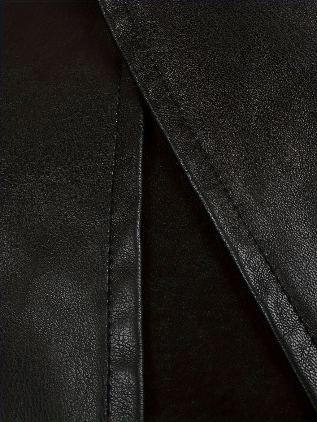 Jupe grande taille en cuir synthétique, longueur midi, allure cuir, vu de dos