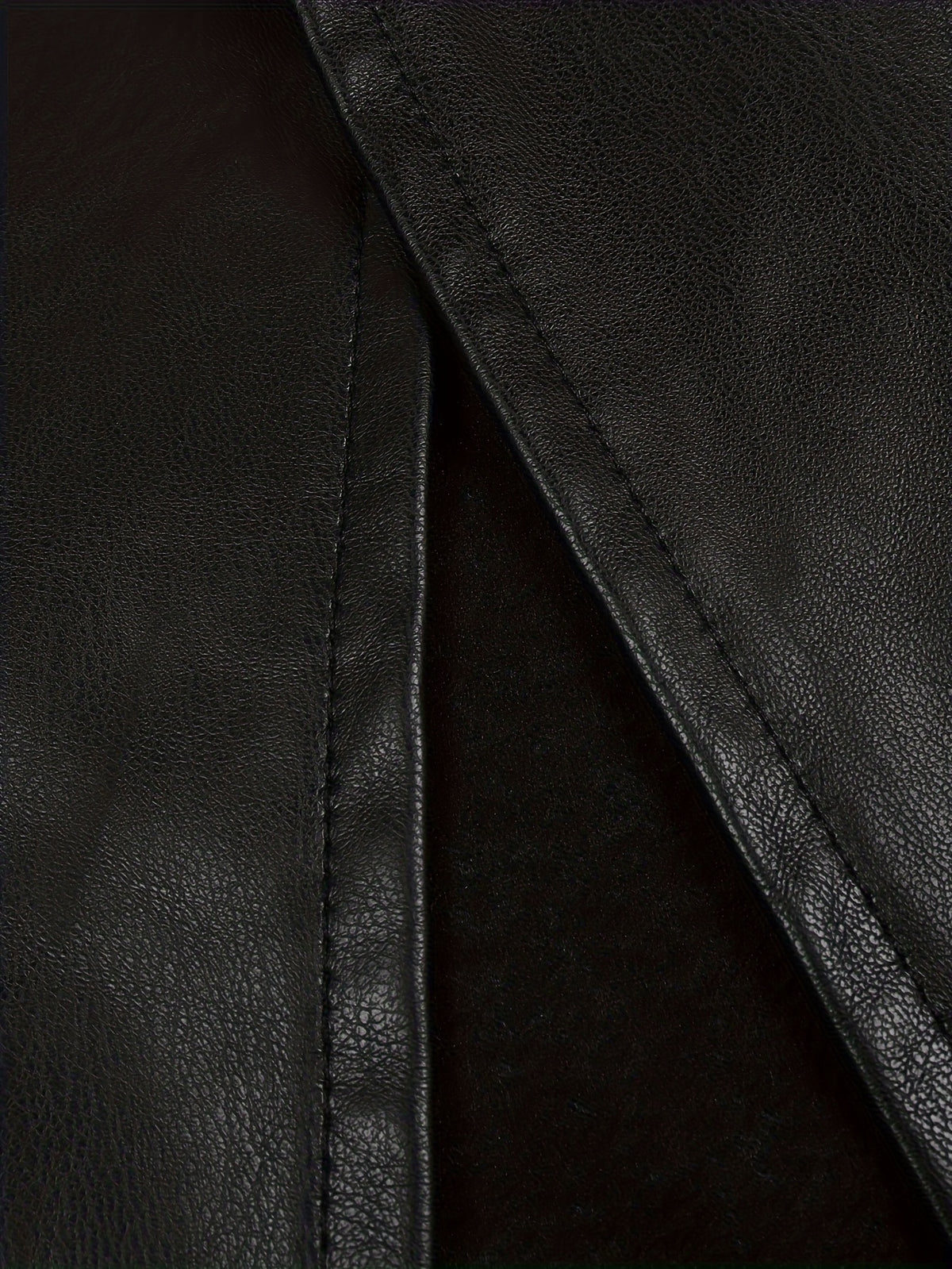 Jupe grande taille en cuir synthétique, longueur midi, allure cuir, vu de dos