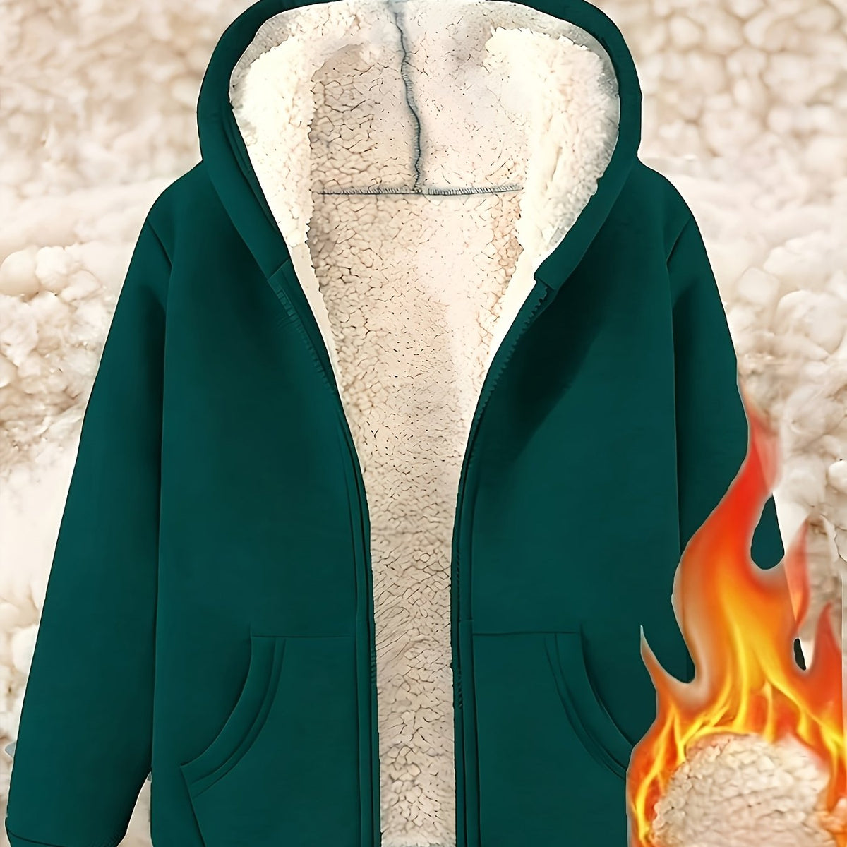 Veste grande taille, fermeture zippée, capuche, chaleur d'hiver — composition : 100% Polyester Image